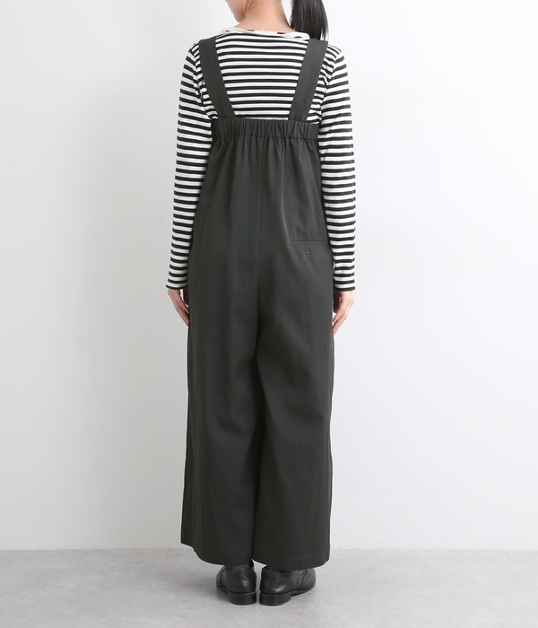 レーヨンナイロンツイルサロペットパンツ(A・チャコール)