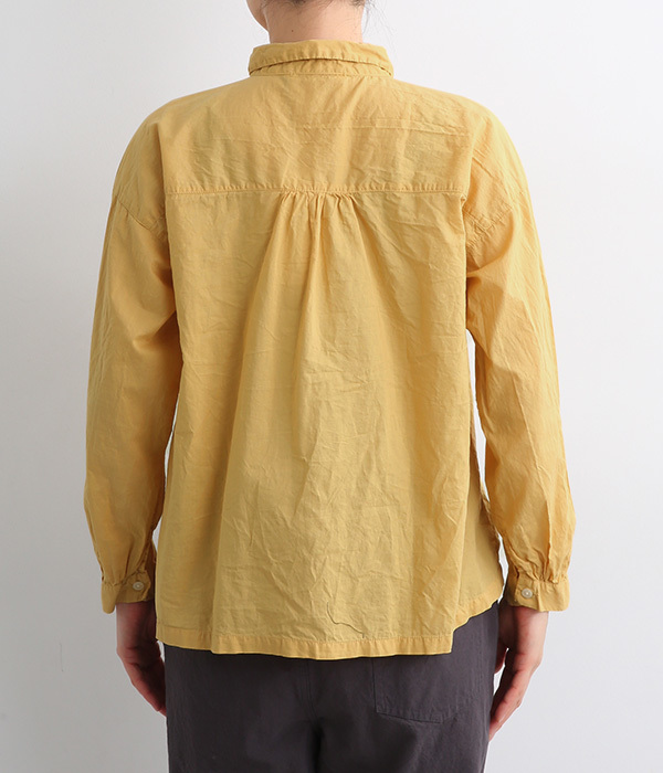 コットンローン日本製品染シャツブラウス(B・ソフトイエロー)