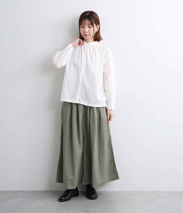 コットンローン日本製品染シャツブラウス(B・ソフトイエロー)