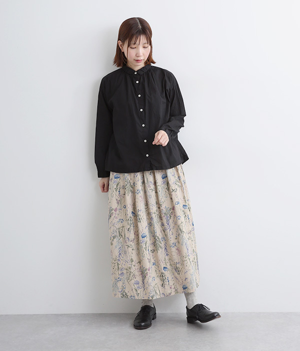 コットンローン日本製品染シャツブラウス(B・ソフトイエロー)