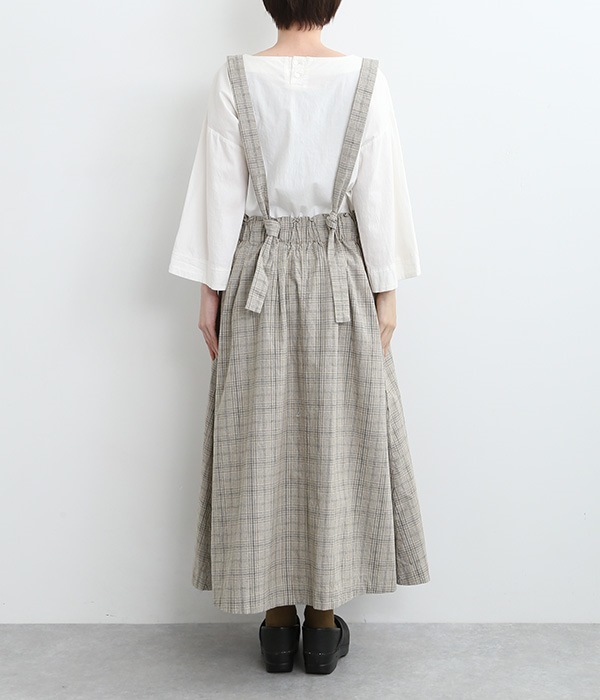 【tukuroi by SUN VALLEY】コットンリネン平織り　ジャンパースカート(A・グレンチェックブラウン)