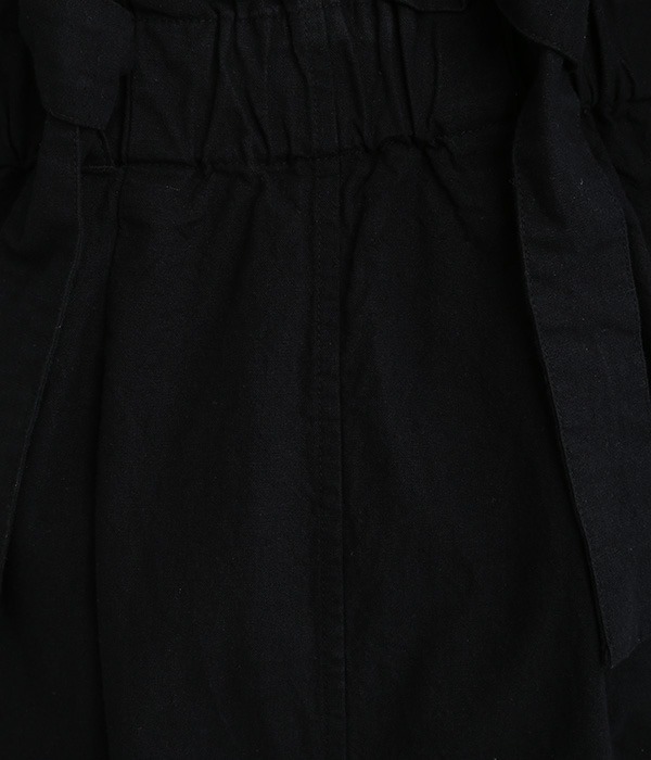 【tukuroi by SUN VALLEY】コットンリネン平織り　ジャンパースカート(B・無地ブラック)