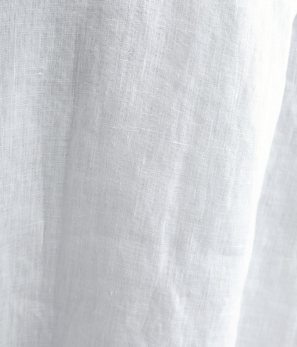 フレンチリネン　日本製品染　フリル襟ノースリーブプルオーバー(A・ホワイト)