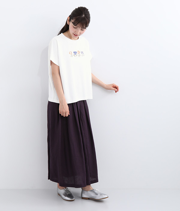 空紡糸天竺　フレンチスリーブTシャツ(A・ホワイト)