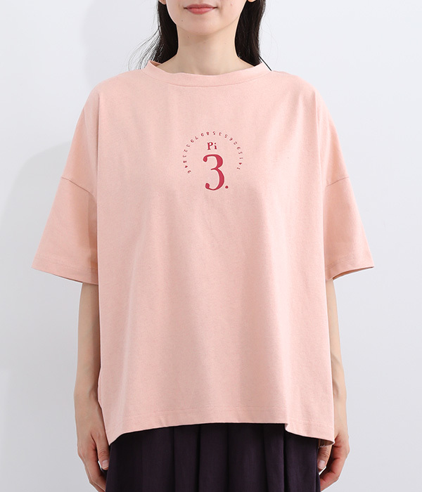 空紡糸天竺　プリントワイドTシャツ(B・ピンク)
