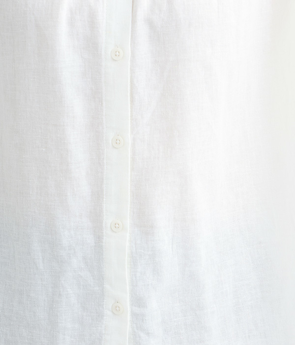 リネンレーヨン平織　スタンドカラーシャツ(A・ホワイト)