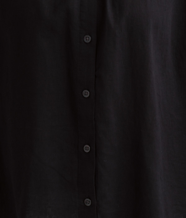 リネンレーヨン平織　スタンドカラーシャツ(C・ブラック)