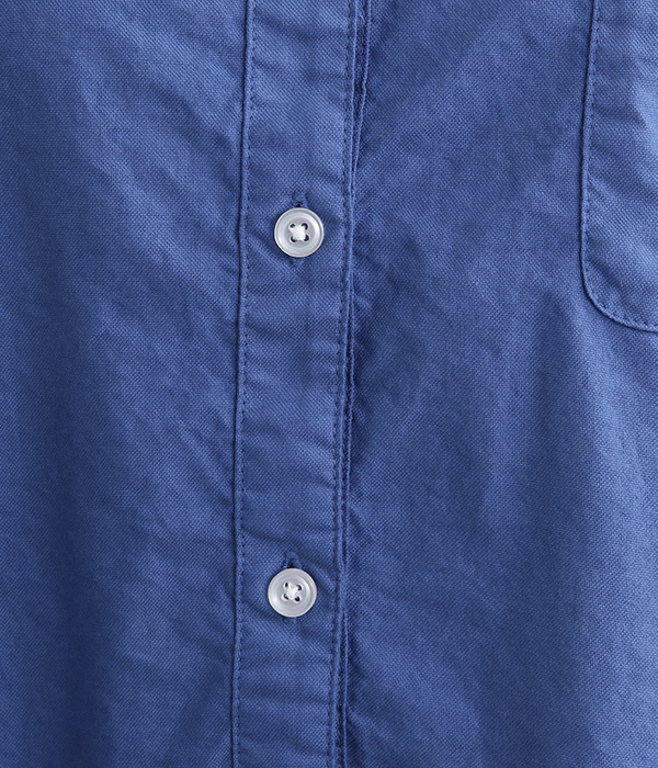 オックス日本製品染　後ろギャザー5分袖ワイドシャツ(D・ブルー)