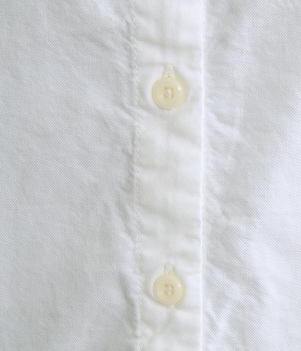 オックス日本製品染　スタンドカラー裾タックチュニック(A・ホワイト)