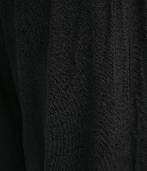 コットンリネンガーゼ　裾ギャザーバルーンパンツ(C・ブラック)