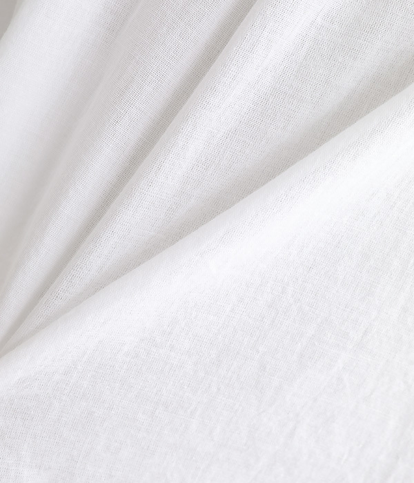 ボイル 日本製品染め　チビ襟ギャザー袖ブラウス(A・ホワイト)