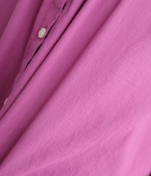 ボイル 日本製品染め　チビ襟ギャザー袖ブラウス(C・ピンクパープル)