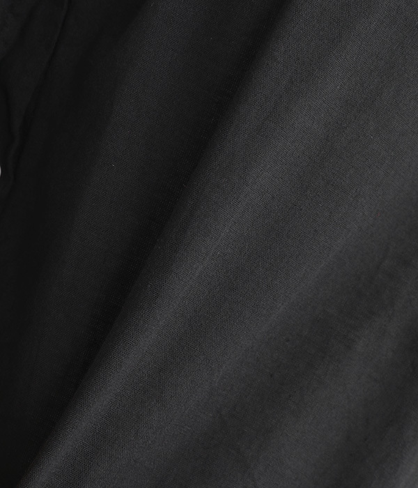 ボイル 日本製品染め　チビ襟ギャザー袖ブラウス(E・ブラック)