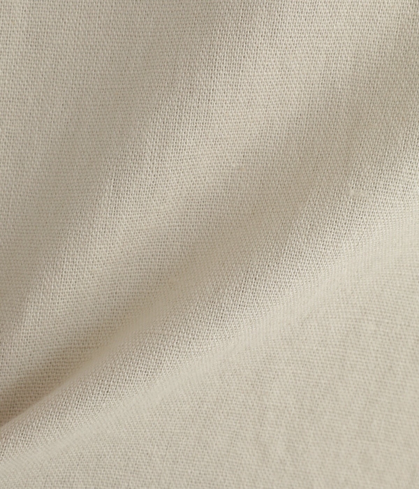 コットンリネン平織　裾フレアーノースリーブブラウス(A・ベージュ)