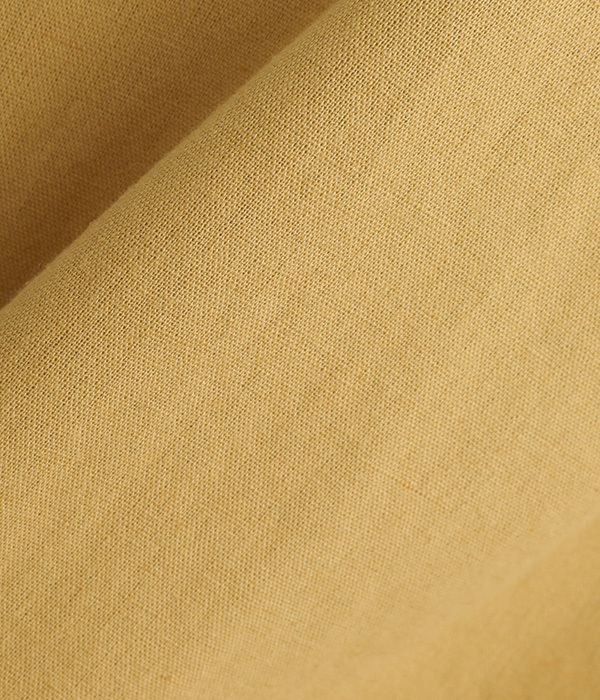 コットンリネン平織　裾フレアーノースリーブブラウス(C・キャメル)