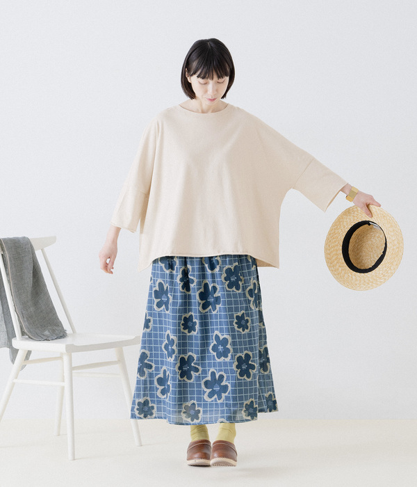 グリッドフラワースカート(B・ブルー)