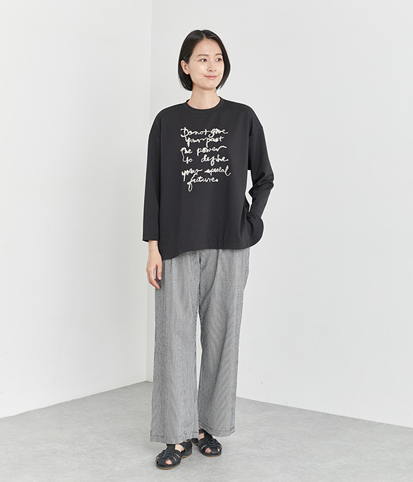 刺繍ロングTシャツ(B・ブラック)