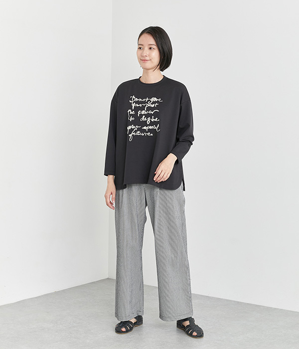 刺繍ロングTシャツ(B・ブラック)