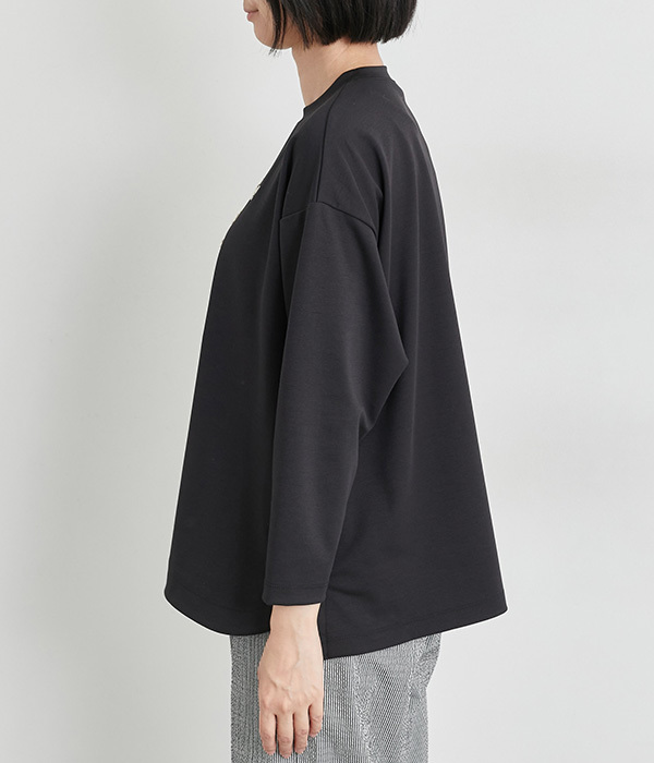 刺繍ロングTシャツ(B・ブラック)