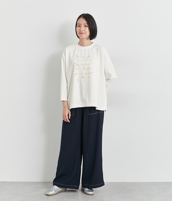 刺繍ロングTシャツ(B・ブラック)