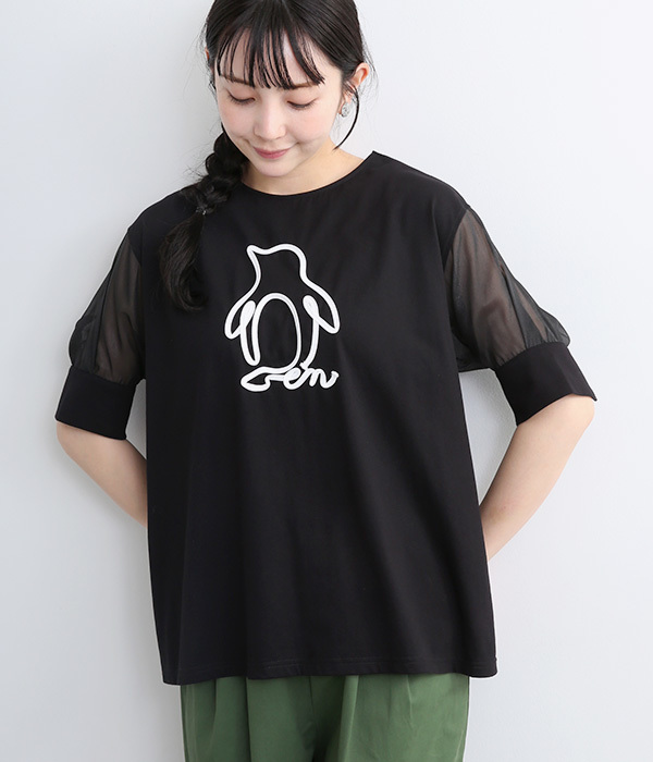 コットン天竺コード刺繍Tシャツ(B・ブラック)