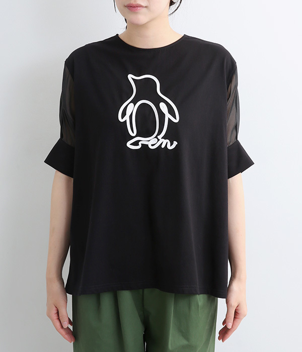 コットン天竺コード刺繍Tシャツ(B・ブラック)