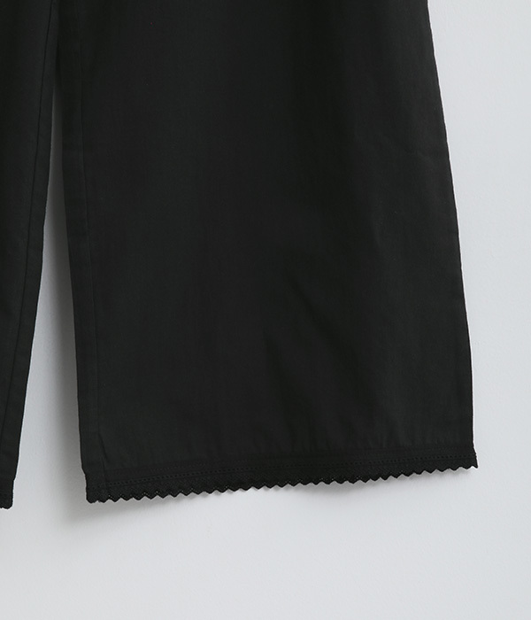 【LaLaquesera】コットンローン裾レースペチパンツ(B・ブラック)