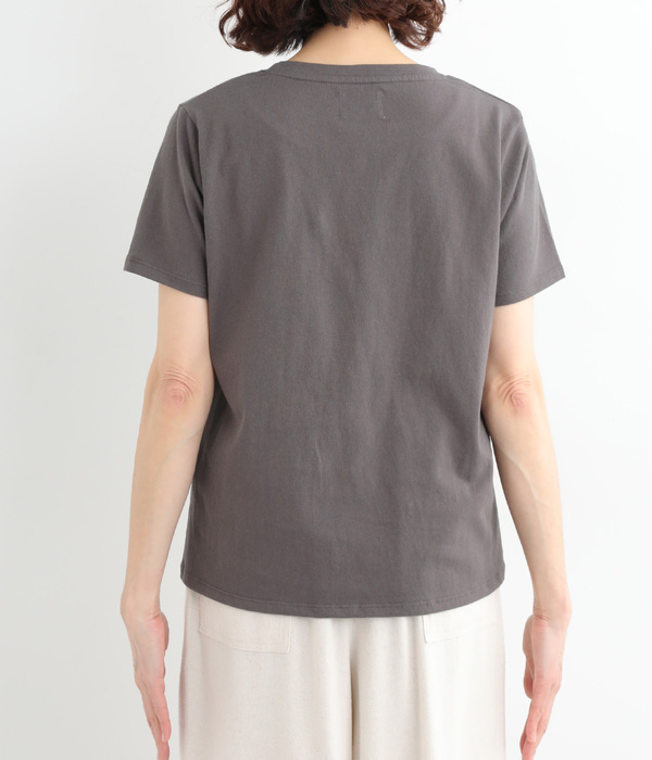 コットン天竺顔イラストプリントTEE(C・チャコール)