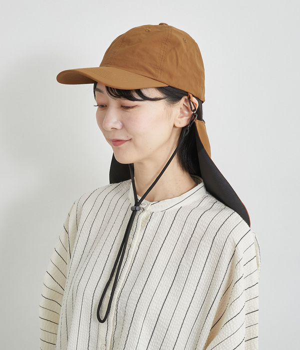 撥水冷感ネックカバー付き　キャップ(B・テラコッタ)