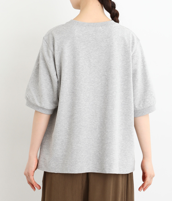ミニ裏毛サークルスカラップケミカルレースTシャツ(B・杢グレー)