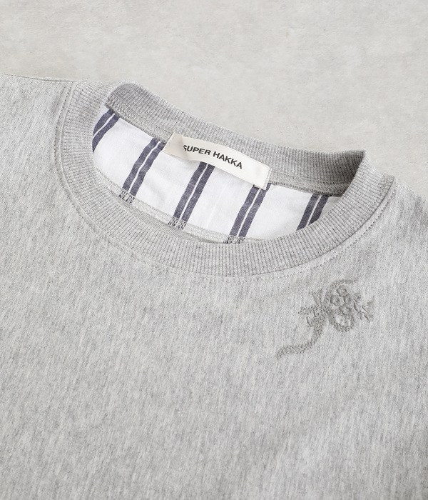 ミニ裏毛サークルスカラップケミカルレースTシャツ(B・杢グレー)