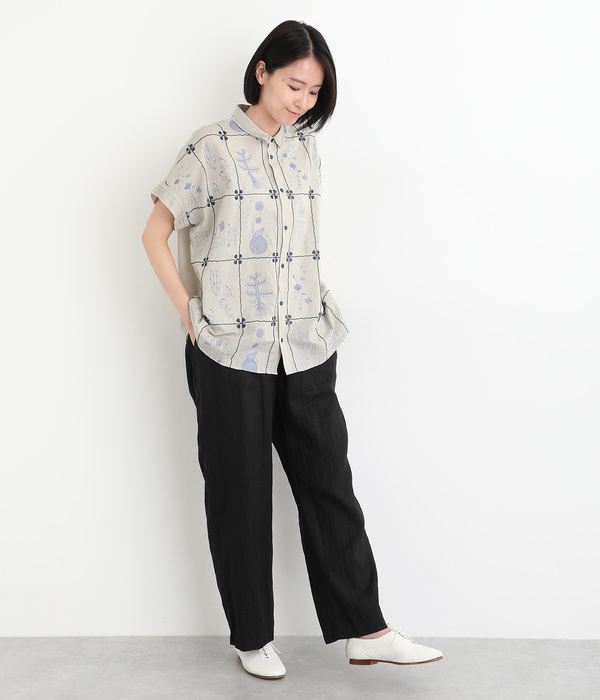 SUPER HAKKA×オバタクミ｢心の中の絵本｣総刺繍ドルマンシャツ(A・ベージュ)