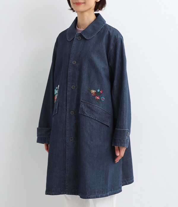 デイジー&フラワー刺繍ロングコート(B・ブルー)｜SUPER HAKKA 