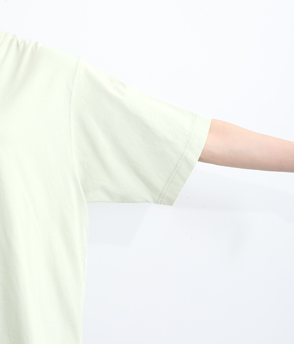 SUPER HAKKA×えんどうゆりこ｢植物を編む｣刺繍Tシャツ(B・ライトグリーン)