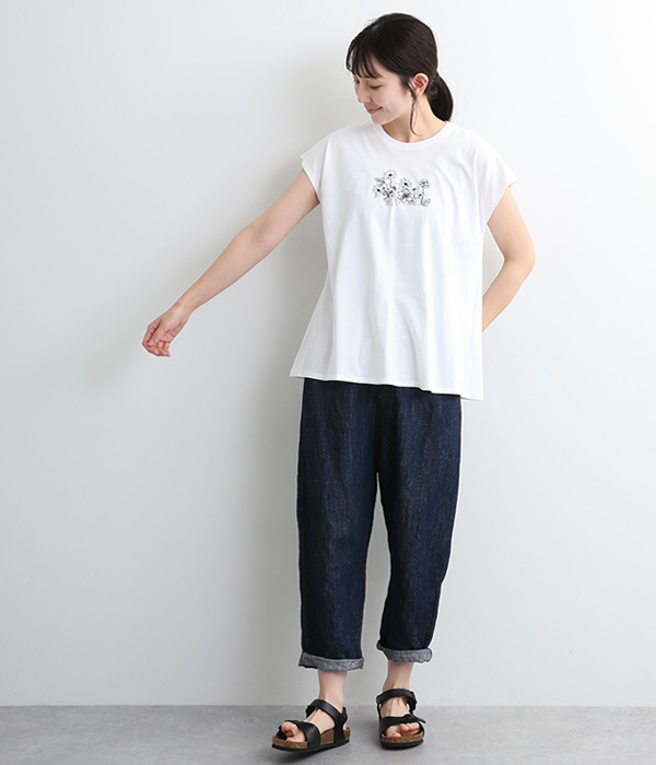 30番手天竺ラインステッチ刺繍Tシャツ(B・イエロー)