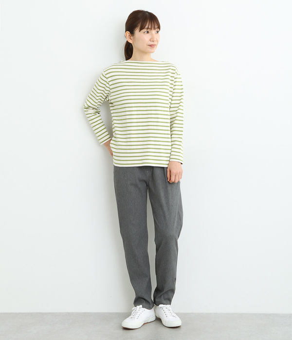 2wayストレッチツイル フラワーワンポイント刺繍レギンスパンツ(C・杢グレー)