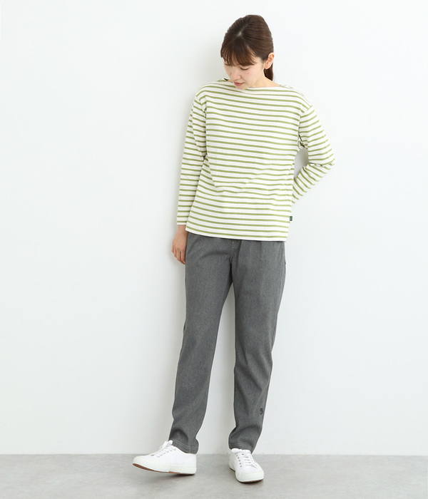 2wayストレッチツイル フラワーワンポイント刺繍レギンスパンツ(C・杢グレー)