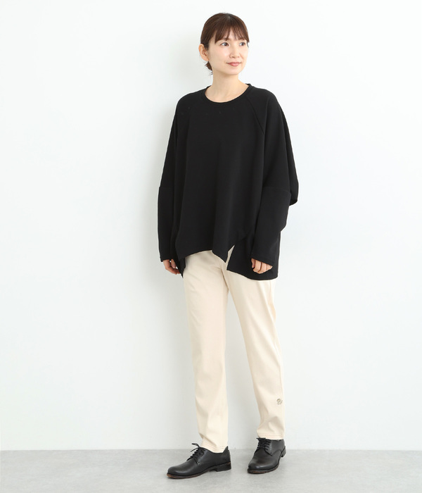 2wayストレッチツイル フラワーワンポイント刺繍レギンスパンツ(C・杢グレー)