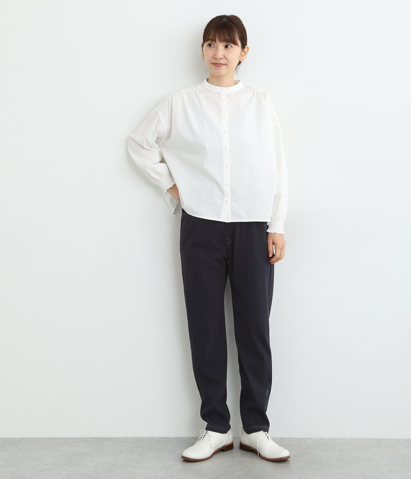 2wayストレッチツイル フラワーワンポイント刺繍レギンスパンツ(C・杢グレー)