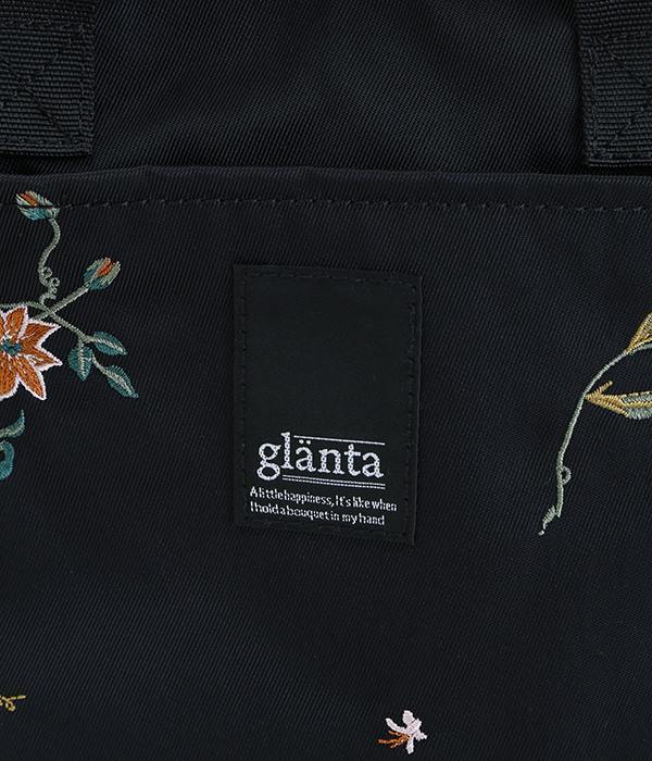 ｢glanta｣フラワーブリーズ刺繍スクエアリュックバッグ(C・ブラック)