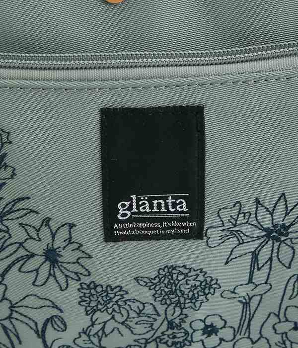 ｢glanta｣ワンカラー線画刺繍ボストンショルダーバッグ(A・ブルー)