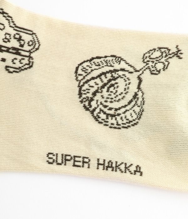 SUPER HAKKA×えんどうゆりこ｢ささやかなひろめ｣ジャカードソックス(A・ベージュ)