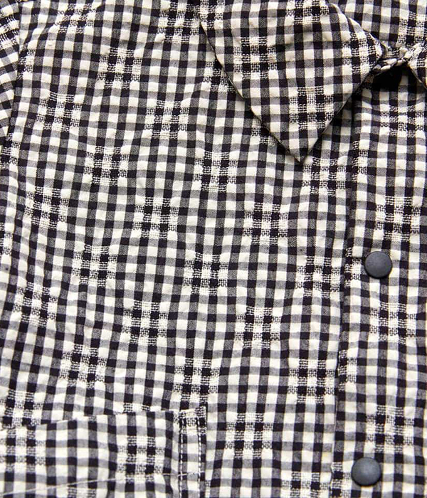 ドットギンガムチェック ポケットショートスリーブシャツ(A・ブラック)