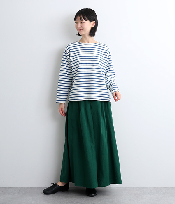 コットンインディゴロングTシャツ(B・ホワイト×ブルー)
