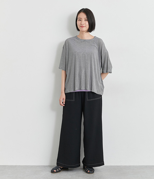 コットンTシャツ＆タンクトップセット(D・ラベンダー×ボーダー)