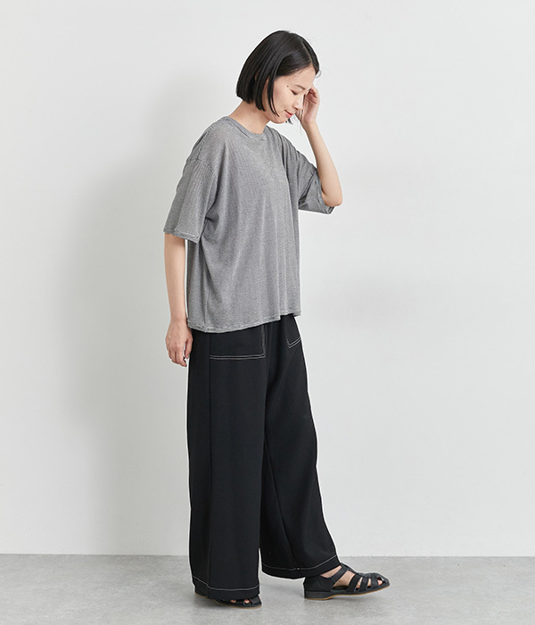 コットンTシャツ＆タンクトップセット(D・ラベンダー×ボーダー)