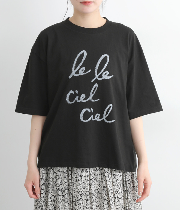 プリント Tシャツ　le ciel(C・ブラック)