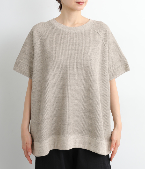 【UNDYED】コットンワッフルプルオーバー(B・グレー)