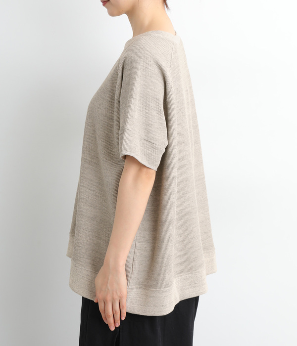 【UNDYED】コットンワッフルプルオーバー(B・グレー)