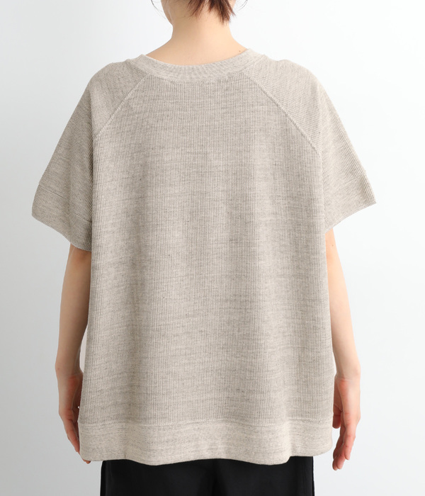 【UNDYED】コットンワッフルプルオーバー(B・グレー)